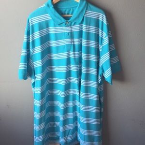Men’s Polo Aqua Blue and White Striped 3XL